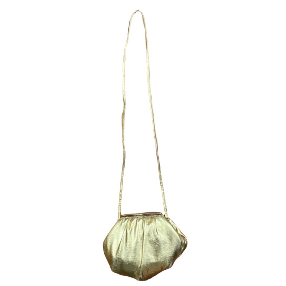 Vintage Gold Poof Purse Crossbody Bag Cloud Shape
